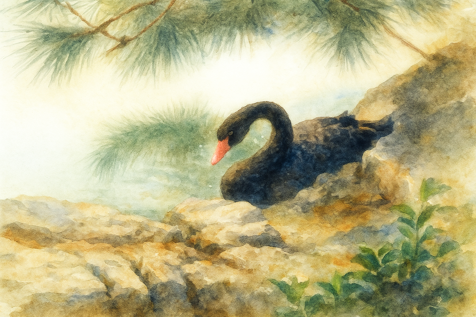 Elegant watercolor swan